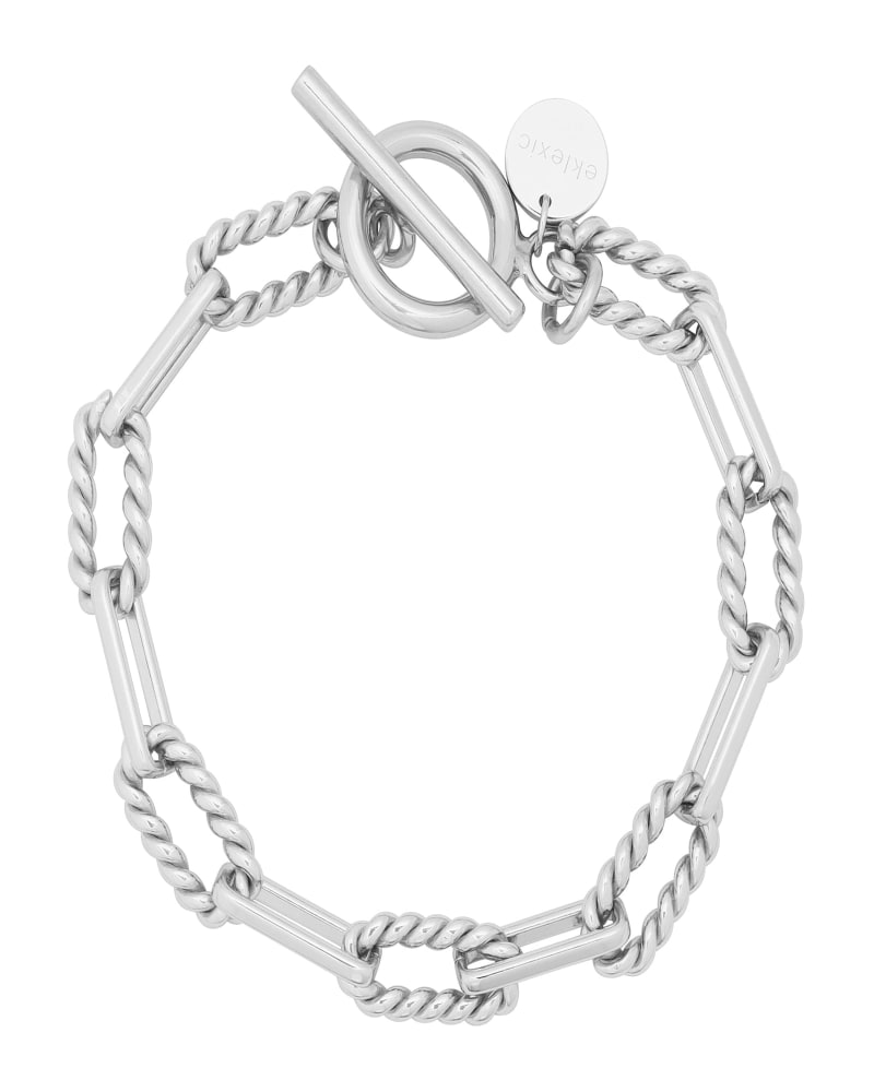 Front of a size 7.5" Enzo Toggle Chain Bracelet 7.5" Silver in Silver by Eklexic. | dia_product_style_image_id:282591